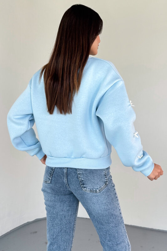 SWT-232 Bebe Mavi Kurdele Süslemeli Sweatshirt - 6
