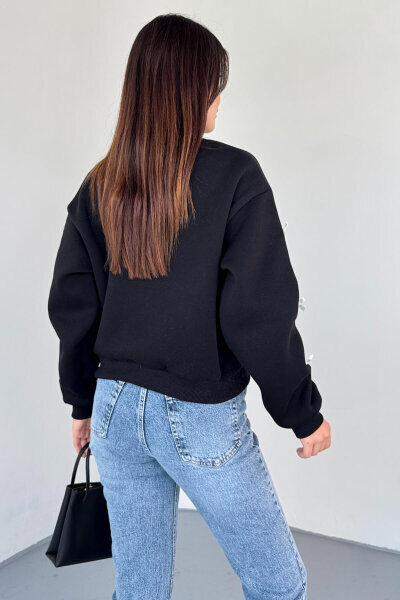 SWT-232 Siyah Kurdele Süslemeli Sweatshirt (1)