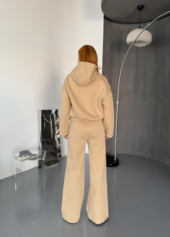 TKM-0037 Vizon Dikiş Detaylı Kapüşonlu Sweatshirt & Eşofman Üç İplik Şardonlu İkili Takım - 5