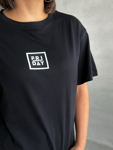 TKM-0047 Beyaz Frıday Yazılı Enjeksiyon Baskı Bisiklet Yaka Tişört Etiket Detay Bel Lastikli Jogger Eşofman İkili Takım - 3