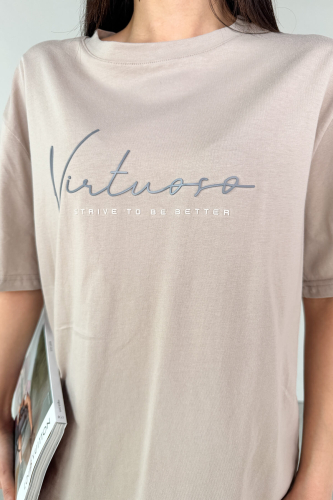 TKM-0061 Taş Rengi Virtuoso Yazı Baskılı Spor Takım - 4