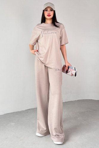 TKM-0061 Taş Rengi Virtuoso Yazı Baskılı Spor Takım - 5