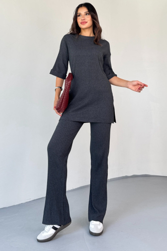 TKM-03451 Füme Kaşkorse Kumaş Yırtmaçlı Takım