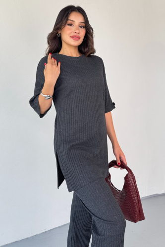 TKM-03451 Füme Kaşkorse Kumaş Yırtmaçlı Takım (1)