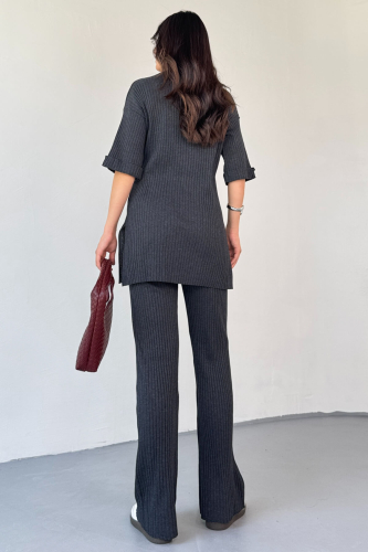 TKM-03451 Füme Kaşkorse Kumaş Yırtmaçlı Takım - 5