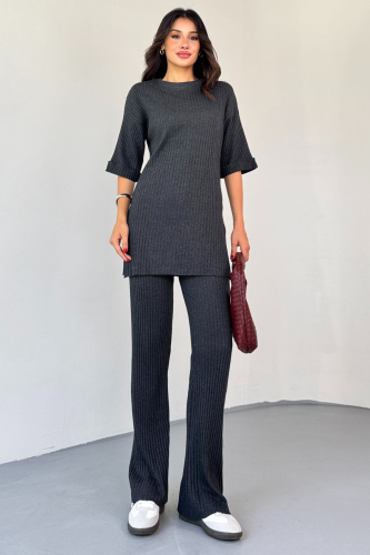 TKM-03451 Füme Kaşkorse Kumaş Yırtmaçlı Takım - 6