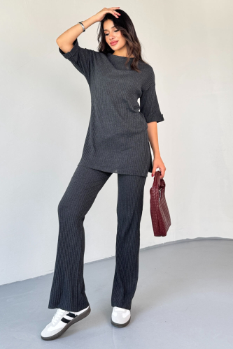 TKM-03451 Füme Kaşkorse Kumaş Yırtmaçlı Takım - 8