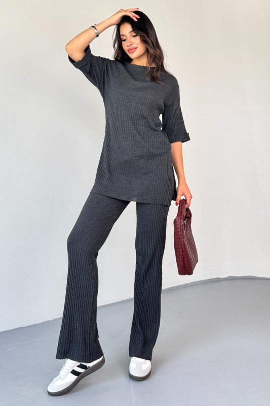 TKM-03451 Füme Kaşkorse Kumaş Yırtmaçlı Takım - 8