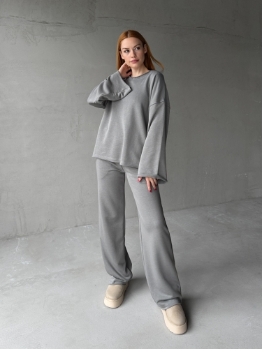 TKM-1201 Füme Pis Dikişli Salaş Model Bluz Palazzo Pantolon İki İplik Mevsimlik İkili Takım - 6