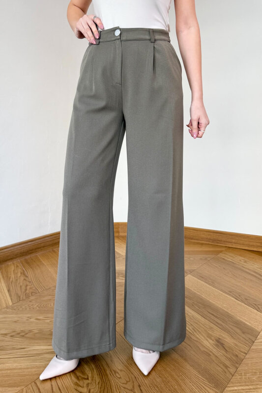 TKM-126701 Haki Bağlama Detaylı Blazer Ceket & Yüksek Bel Pantolon Takım - 4