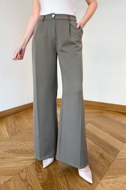 TKM-126701 Haki Bağlama Detaylı Blazer Ceket & Yüksek Bel Pantolon Takım - 6