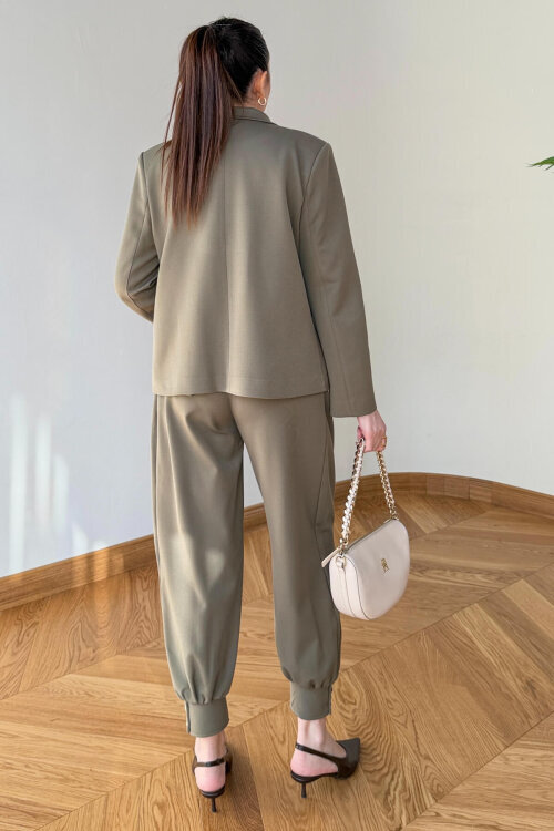 TKM-126705 Mint Kruvaze Ceket & Düğme Detaylı Şalvar Pantolon İkili Takım - 6