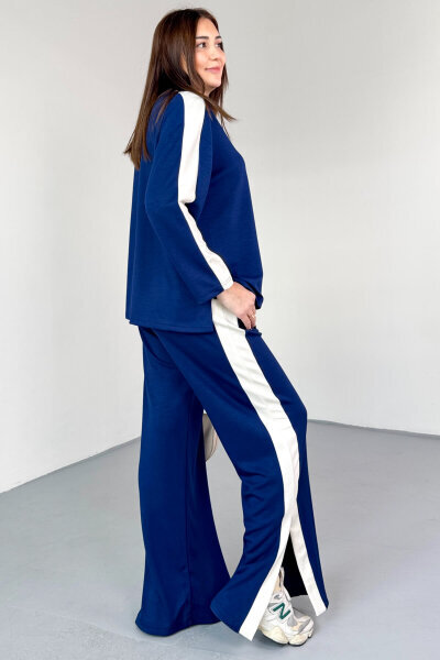 TKM-13342 Lacivert Yan Şerit Detaylı Modal Kumaş Relax Fit Takım  - 3