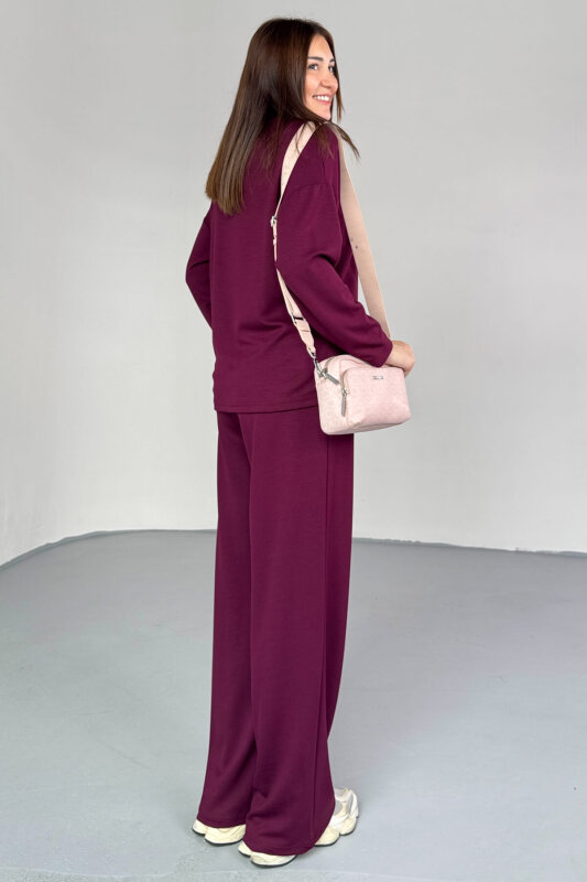 TKM-13344 Bordo Modal Kumaş Basic İkili Takım  - 3
