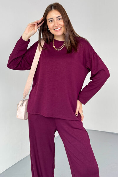 TKM-13344 Bordo Modal Kumaş Basic İkili Takım  - 4