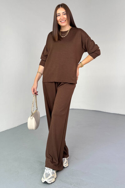 TKM-13344 Kahverengi Modal Kumaş Basic İkili Takım - 2