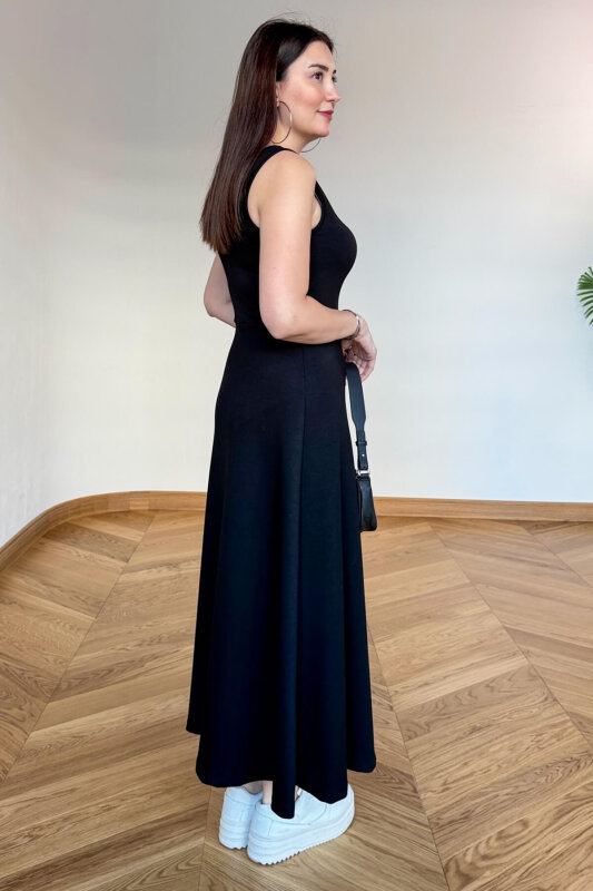 TKM-13369 Siyah Bluz Elbise Modal Kumaş İkili Takım - 4