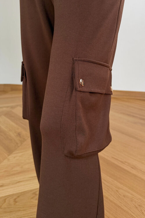 TKM-13372 Kahverengi Kargo Cepli Çıtçıtlı Modal İkili Takım - 4