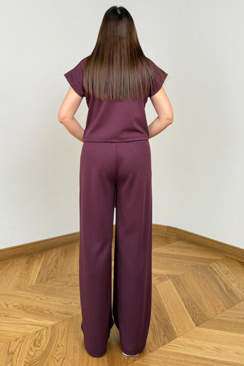 TKM-6698 Bordo Polo Yaka Modal Kumaş İkili Takım - 4