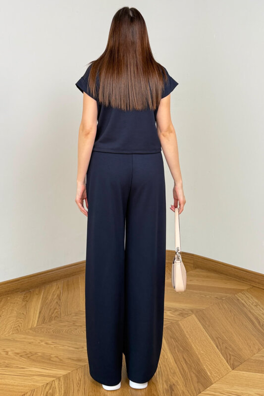 TKM-6698 Lacviert Polo Yaka Modal Kumaş İkili Takım - 3