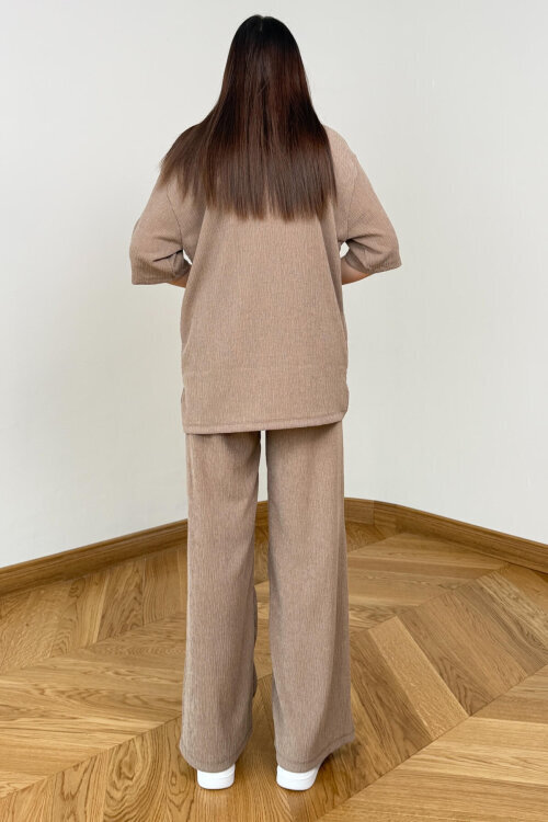 TKM-6785 Bej Salaş Kesim Bürümcük Kumaş İkili Takım - 4