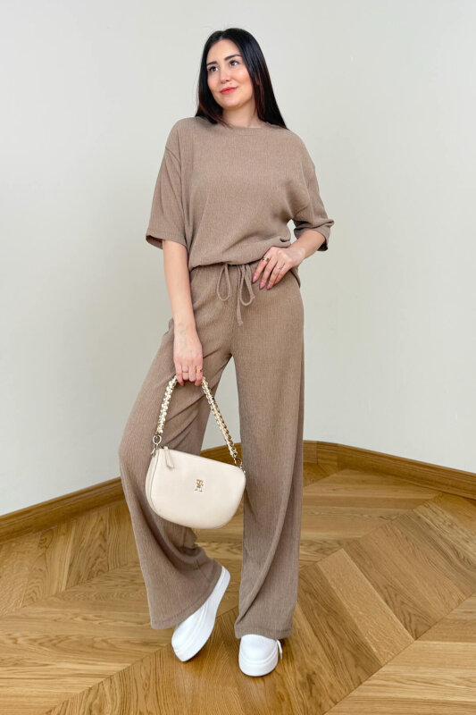 TKM-6785 Bej Salaş Kesim Bürümcük Kumaş İkili Takım - 1