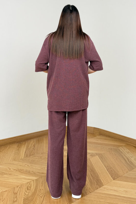 TKM-6785 Bordo Salaş Kesim Bürümcük Kumaş İkili Takım - 5