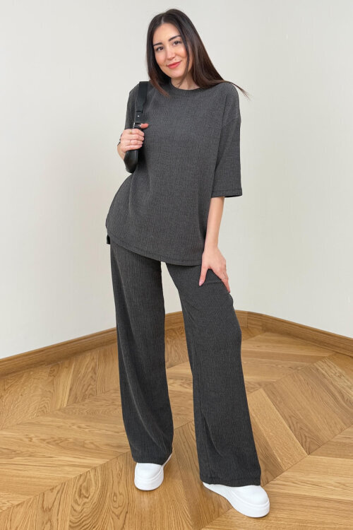 TKM-6785 Füme Salaş Kesim Bürümcük Kumaş İkili Takım - 2