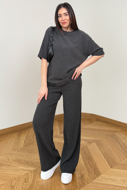 TKM-6785 Füme Salaş Kesim Bürümcük Kumaş İkili Takım 