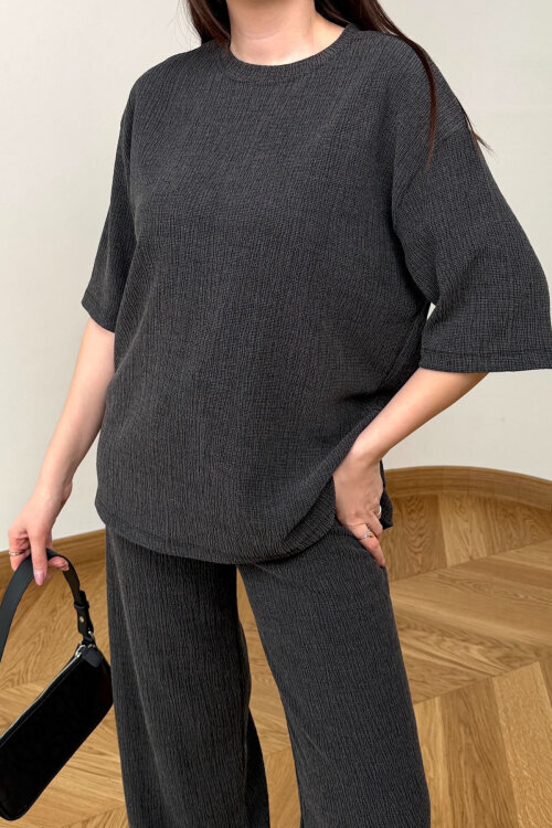 TKM-6785 Füme Salaş Kesim Bürümcük Kumaş İkili Takım - 4