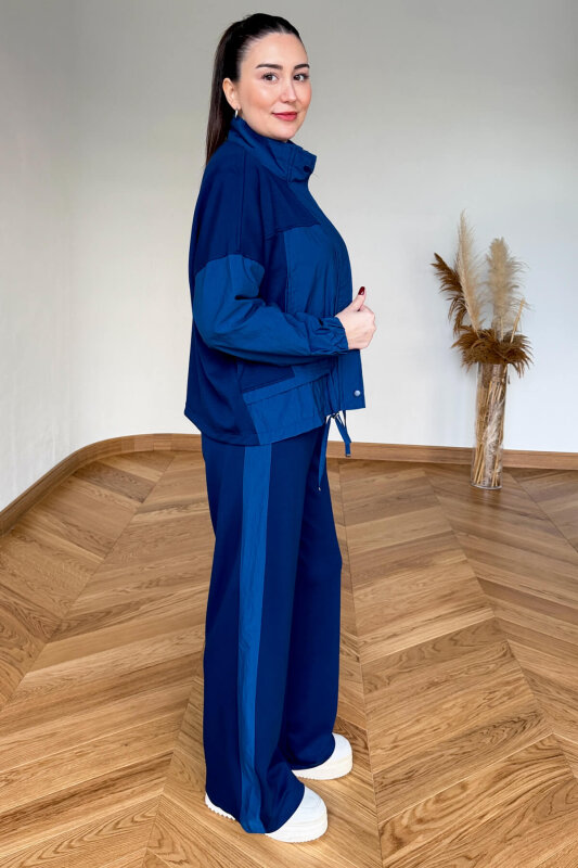 TKM-7039 Lacivert Dik Yaka Fermuarlı Paraşüt Modal Takım - 4