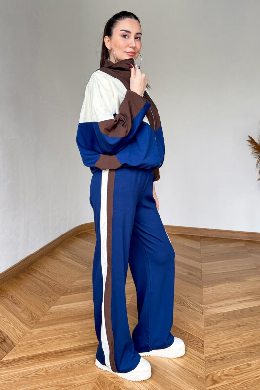 TKM-7047 Renk Bloklu Fermuarlı Paraşüt Modal Takım - 3