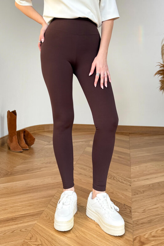 TYT-1540 Kahverengi Yüksek Bel Polarlı Tayt - 1