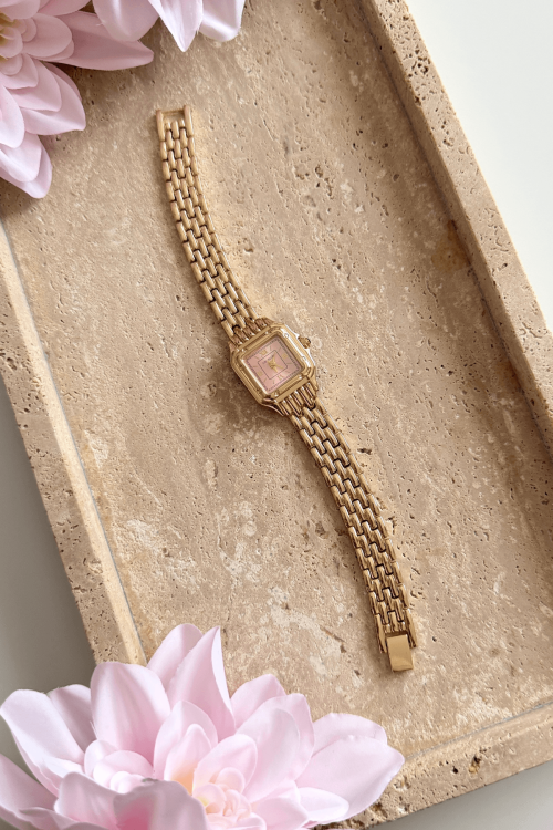 Vanessa Gold Pudra Kare Kadran Çelik Kordon Kadın Kol Saati