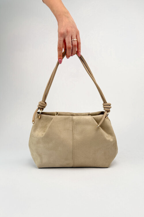 Velora Serisi Bej Süet Babet-Çanta-Kemer-Gözlük Seti - 3