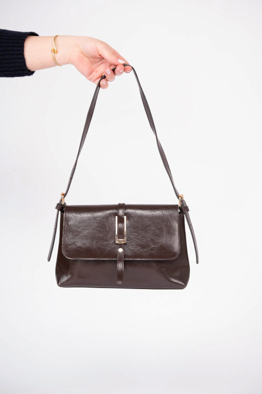 Vernis Serisi Acı Kahve Rugan Babet-Çanta-Kemer Seti - 3