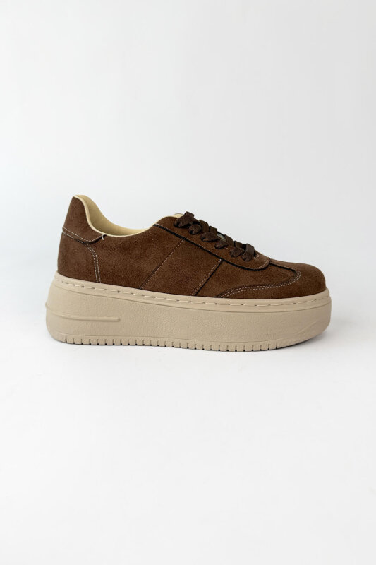 Vesper Serisi Acı Kahve Süet Dokulu Sneaker-Çanta-Gözlük Seti  - 2