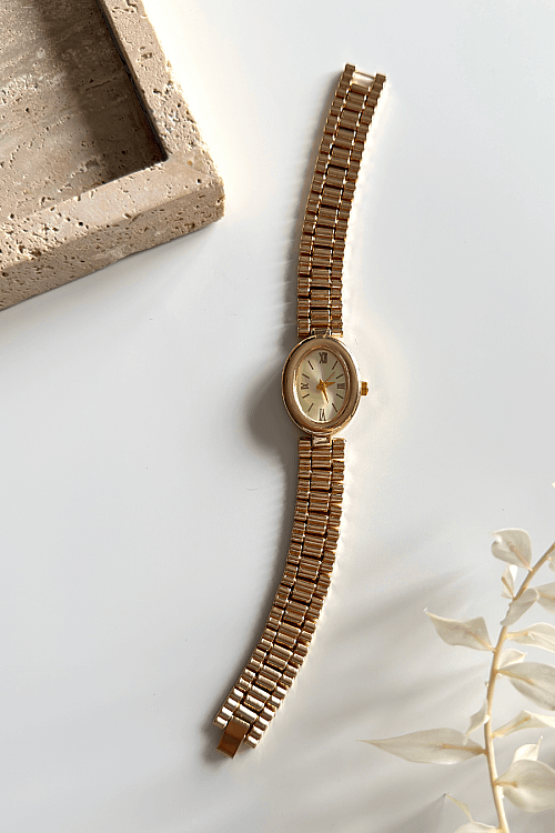 Zeno Oval Kadran Gold Çelik Kordon Kadın Kol Saati