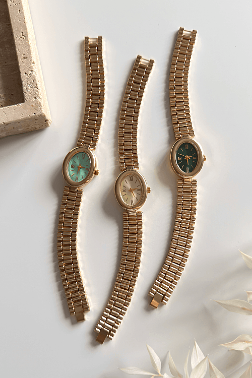 Zeno Oval Kadran Gold Çelik Kordon Kadın Kol Saati (1)